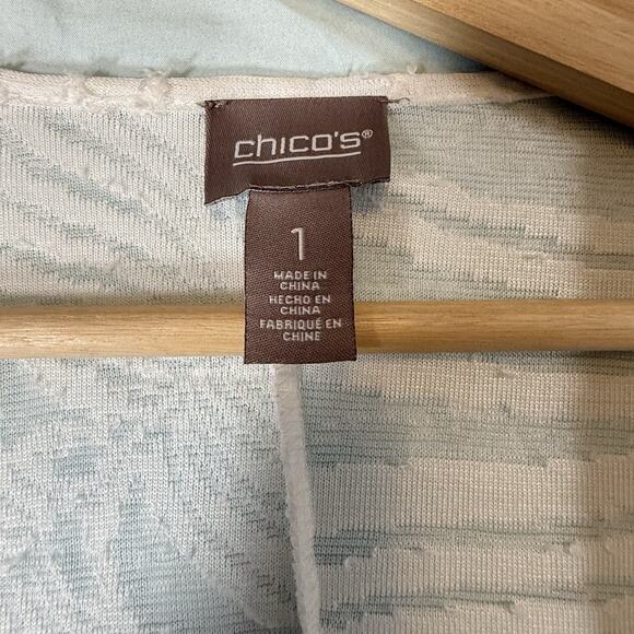 Chicos Coastal Beachy Dip Dye Cardigan Womens SIZE 1 Medium Open Cinched Waist - Picture 4 of 12